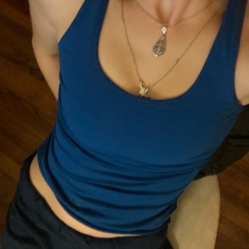 Dark blue ivivva tank with built in bra size 12